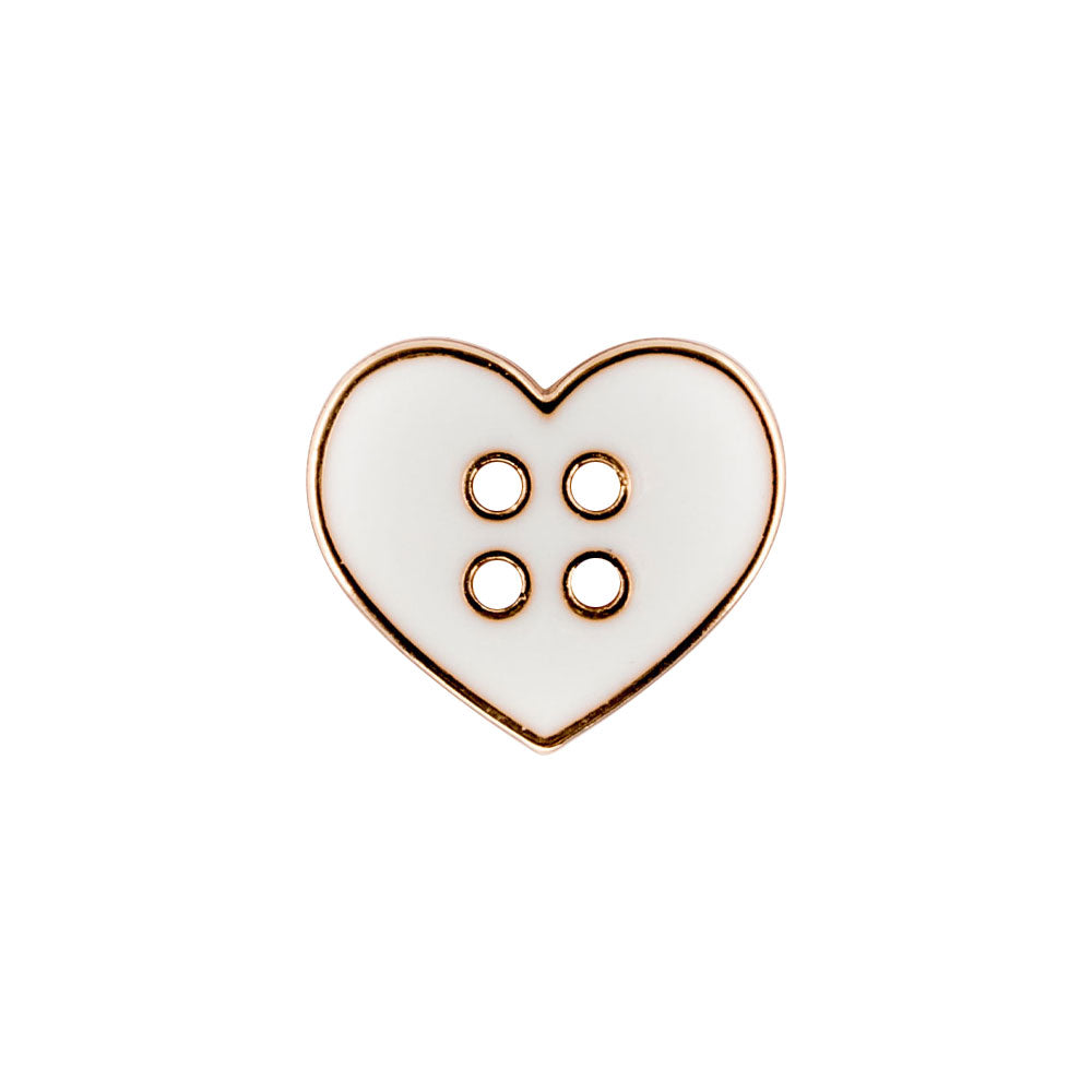 Botón Plástico Corazón Blanco Gold