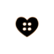 Botón Plástico Corazón Negro Gold