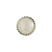 Botón Perla Redondo Borde Plata Blanco