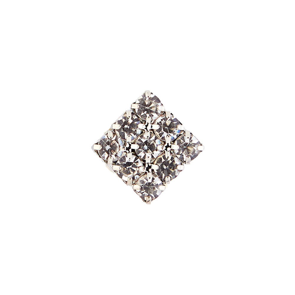 Botón Cristales Cuadrado Plateado