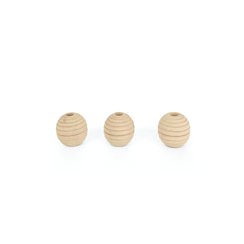 Cuenta Madera Circular Rayas 20 Un