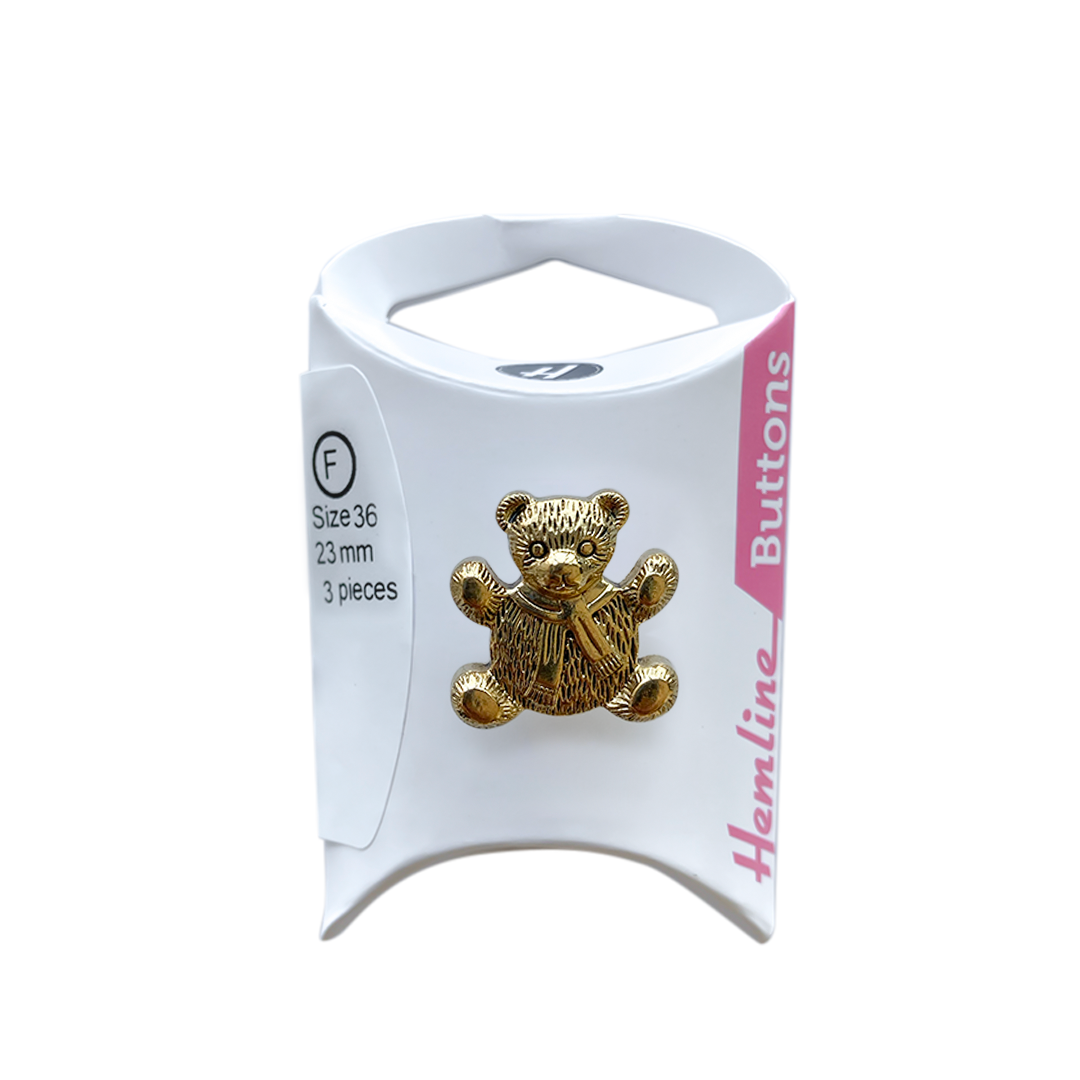Botón Metálico Oso 22MM 3 Un
