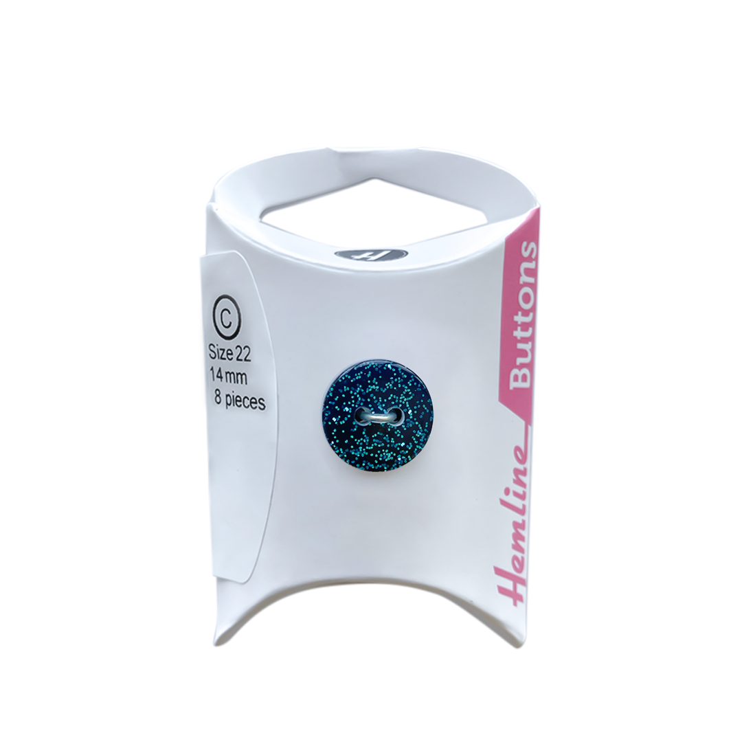 Botón Plástico Redondo Glitter 14MM 8UN