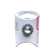 Botón Diamante Redondo 20MM 3 Un Blanco Borde Plata