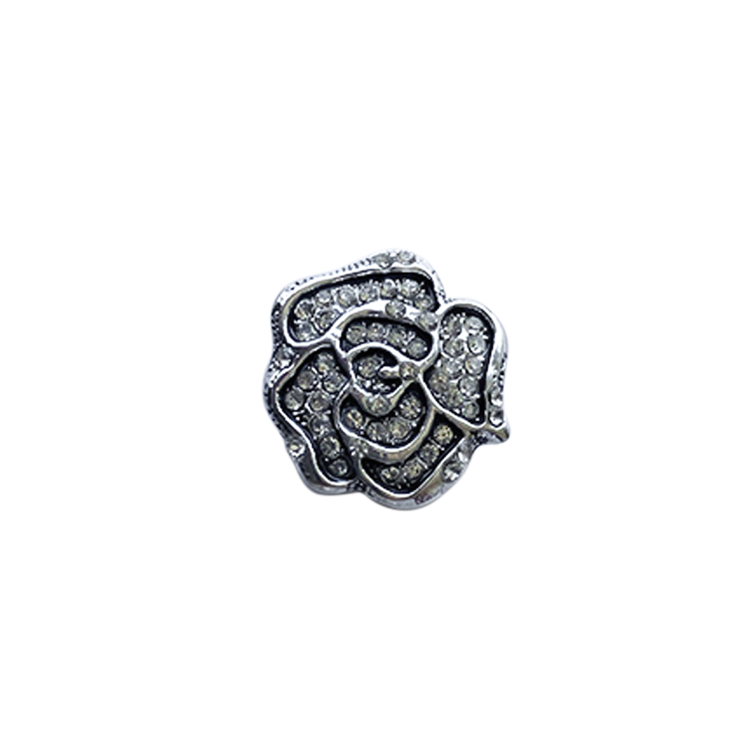 Botón Metálico Flor 23MM 4UN Silver
