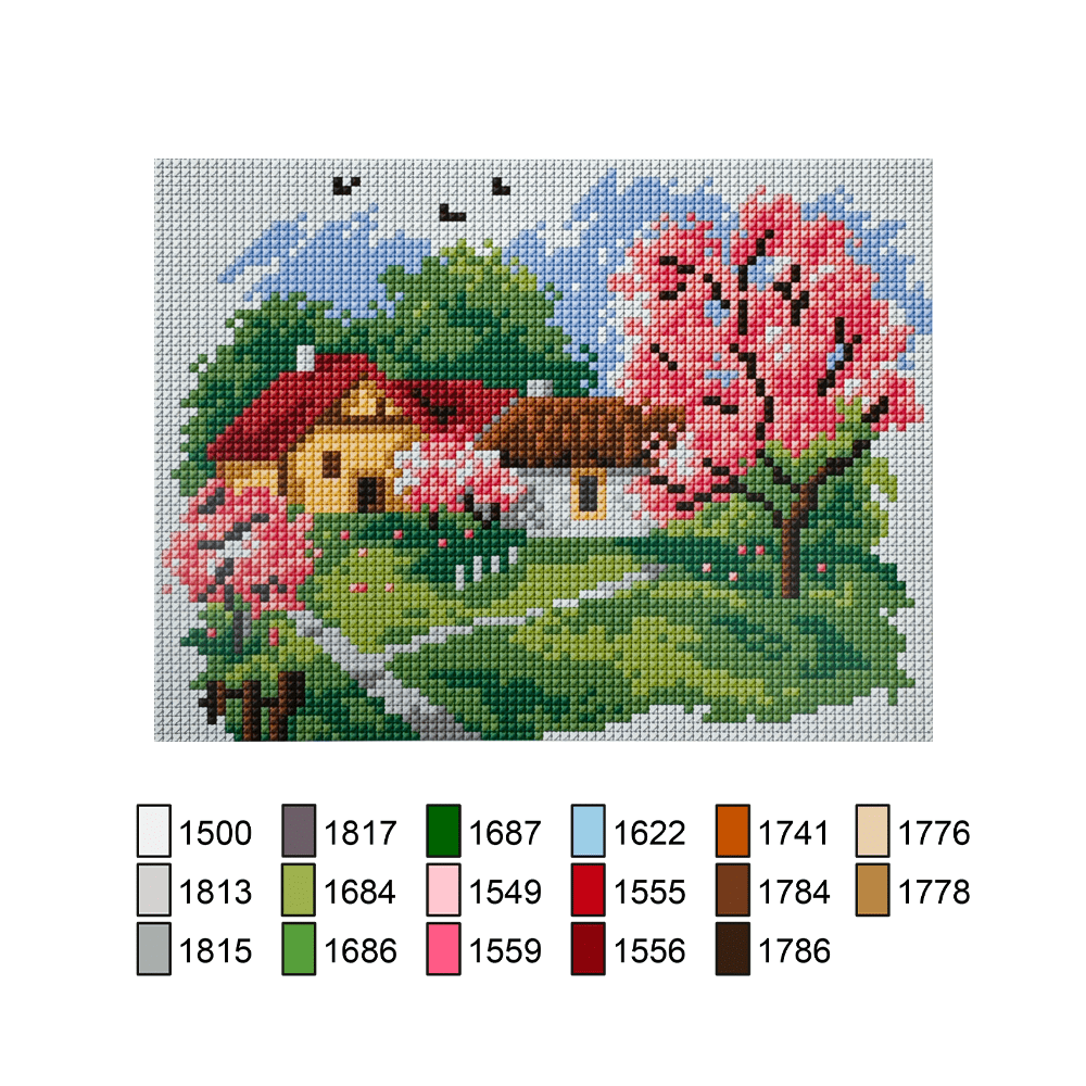 Esterilla Casa con Flores 15x20