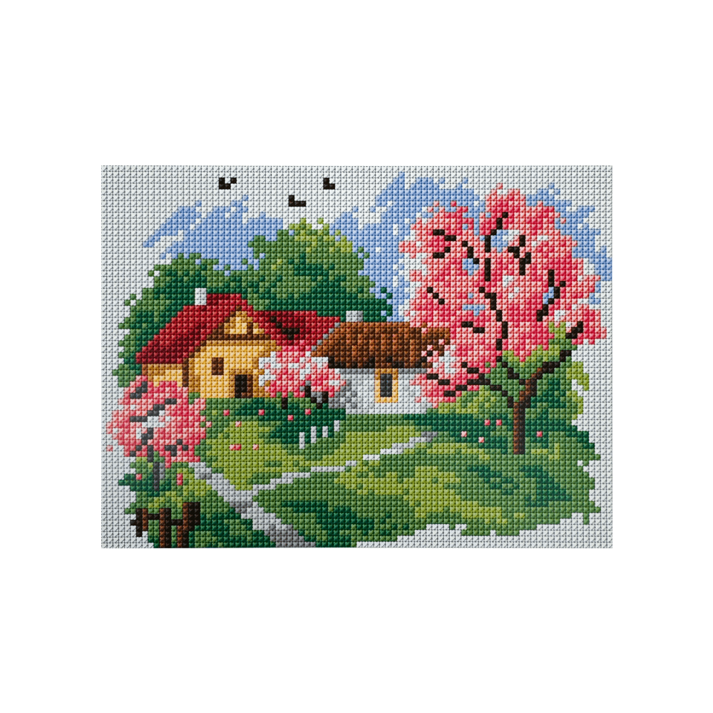 Esterilla Casa con Flores 15x20