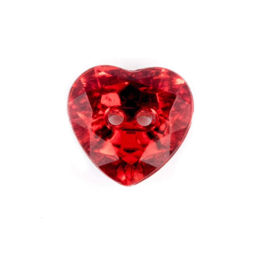 Bot&amp;oacute;n Pl&amp;aacute;stico Cristal Coraz&amp;oacute;n Rojo