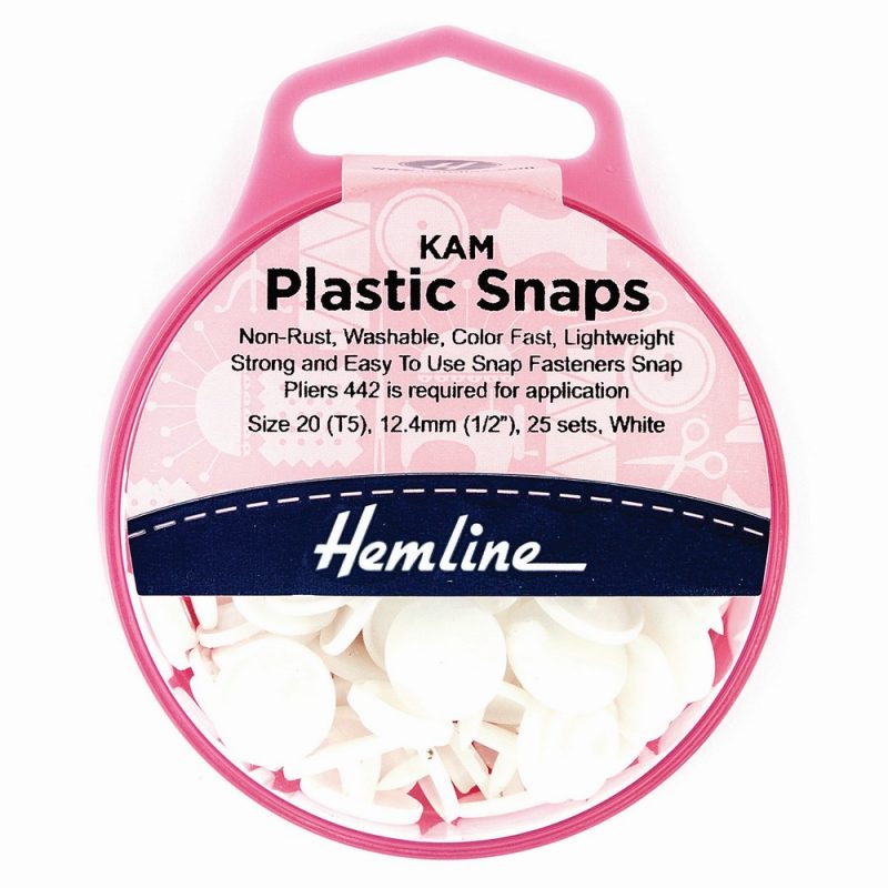Broches a presión plásticos blancos Hemline