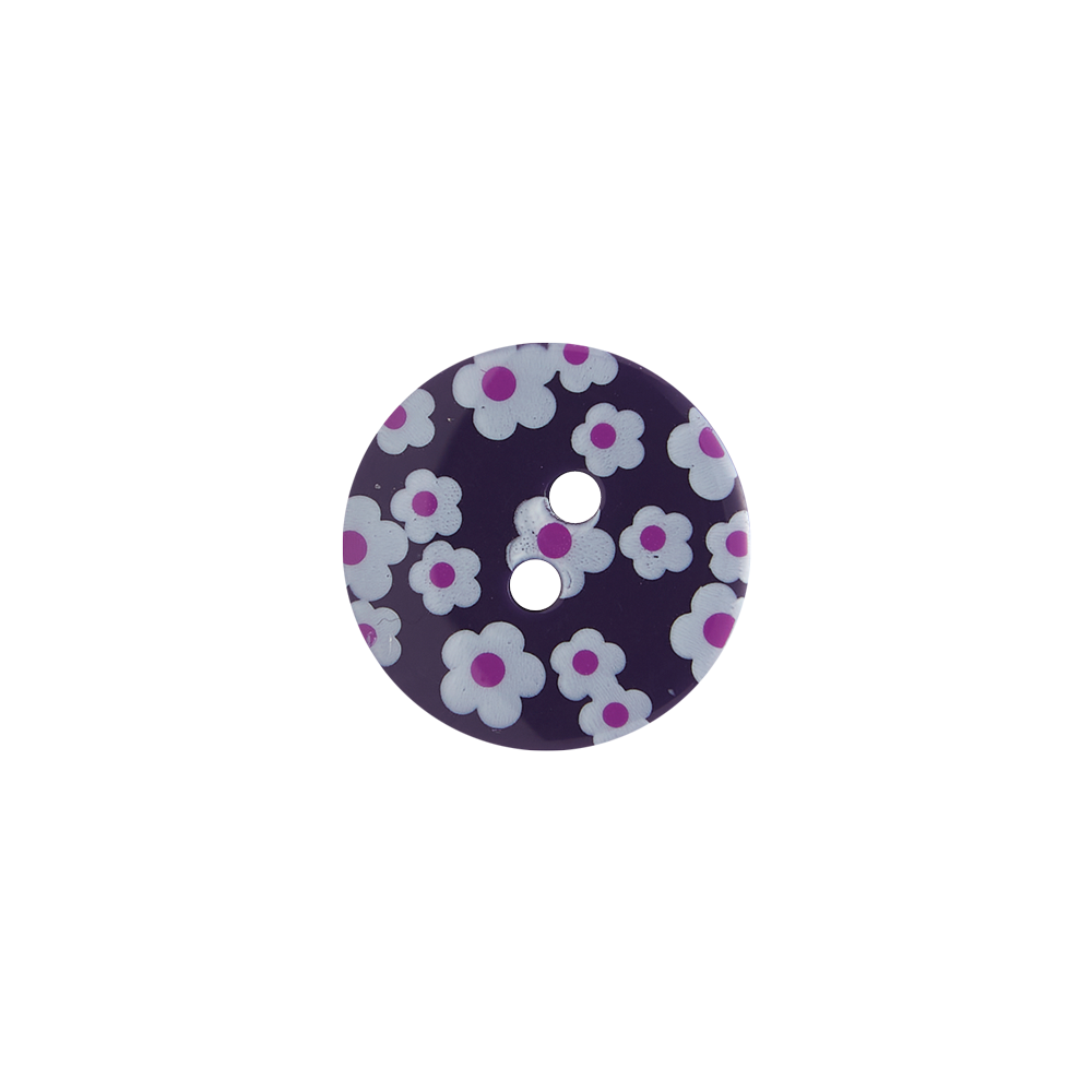 Bot&oacute;n Pl&aacute;stico Dise&ntilde;o Flores Morado