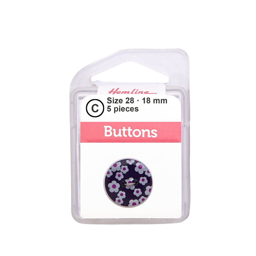 Bot&oacute;n Pl&aacute;stico Dise&ntilde;o Flores Morado