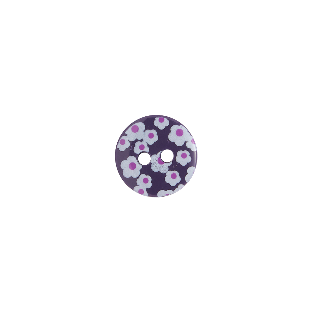 Bot&oacute;n Pl&aacute;stico Dise&ntilde;o Flores Morado