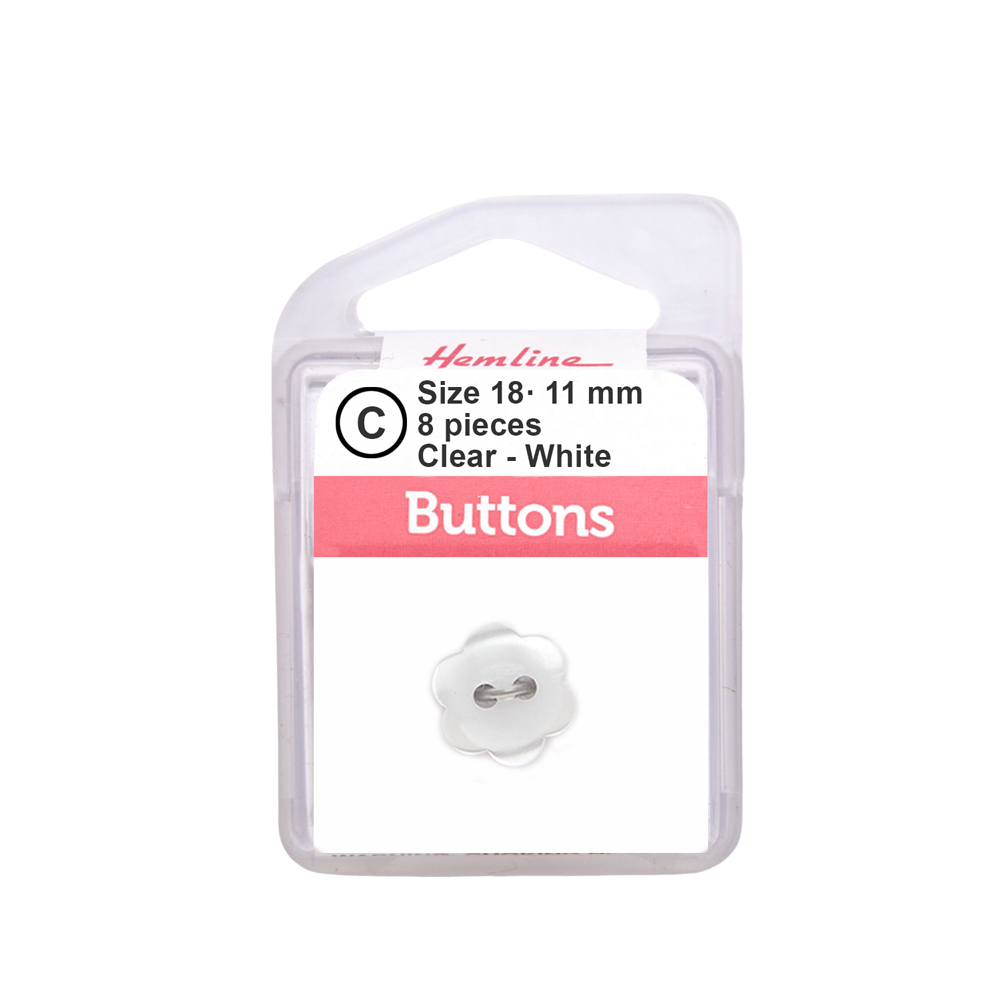 Bot&amp;oacute;n Pl&amp;aacute;stico Flor Blanco