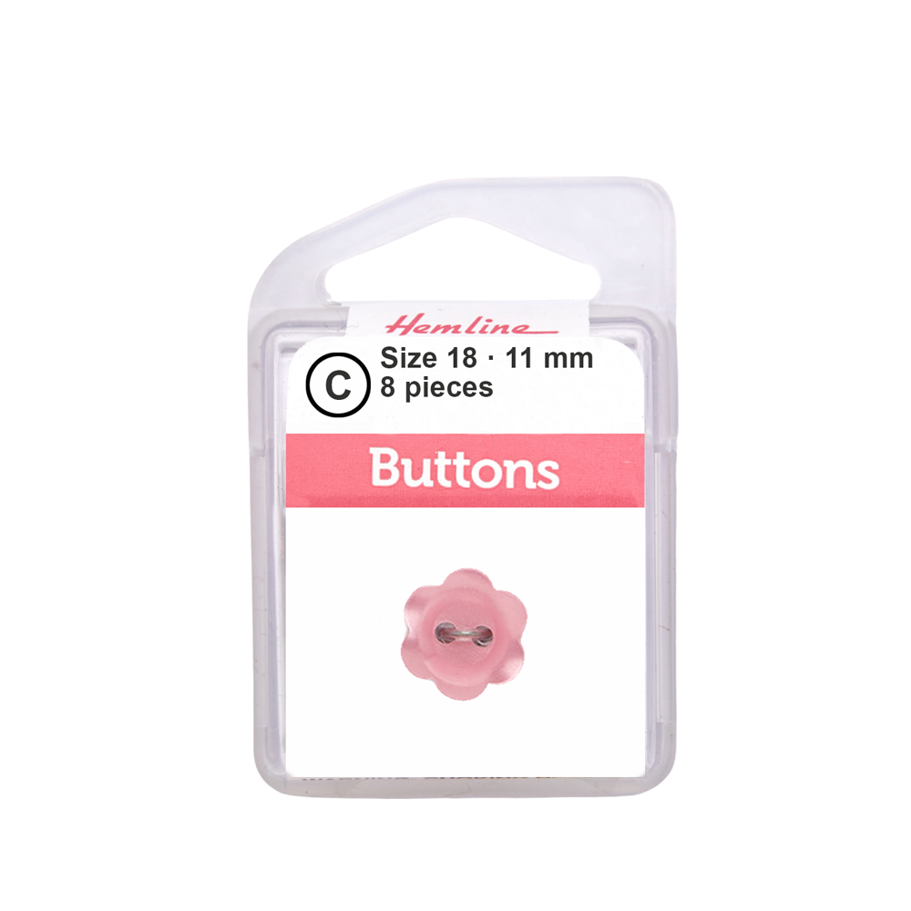 Bot&oacute;n Pl&aacute;stico Flor Rosado