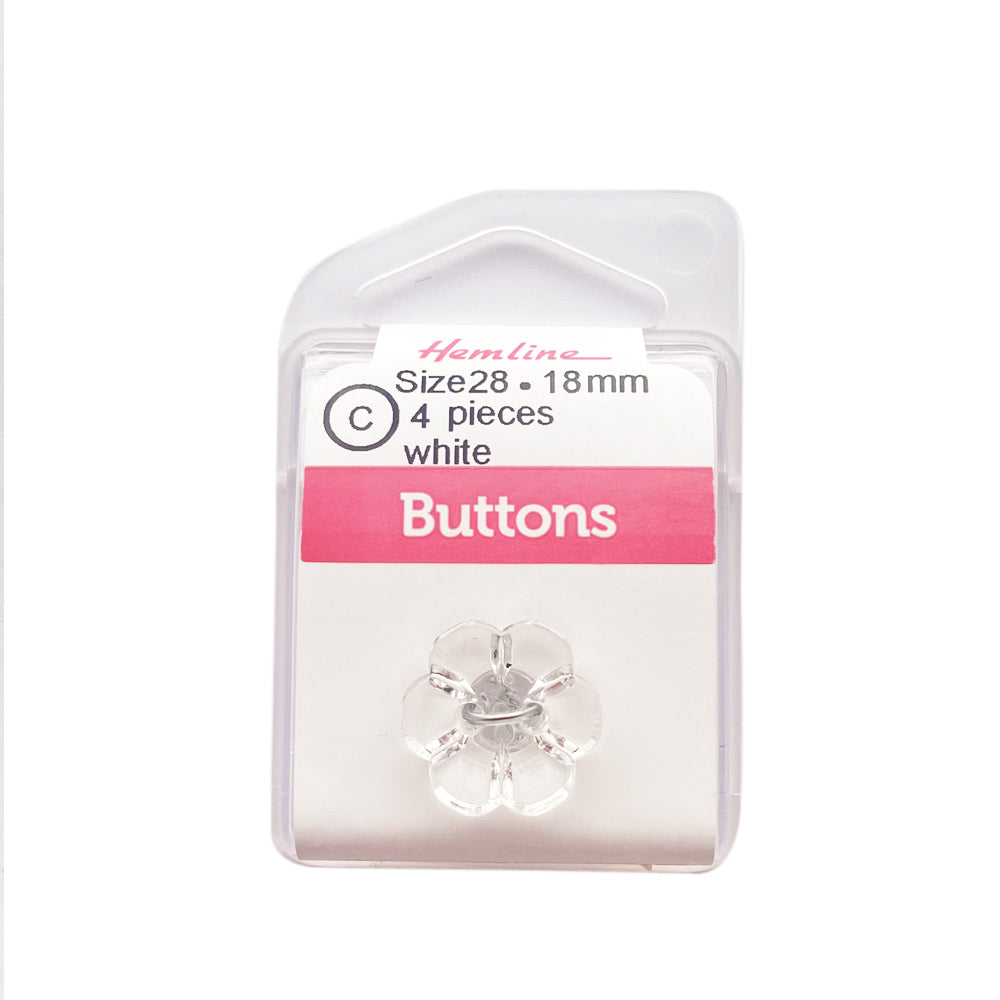 Botón Plástico Flor Blanco