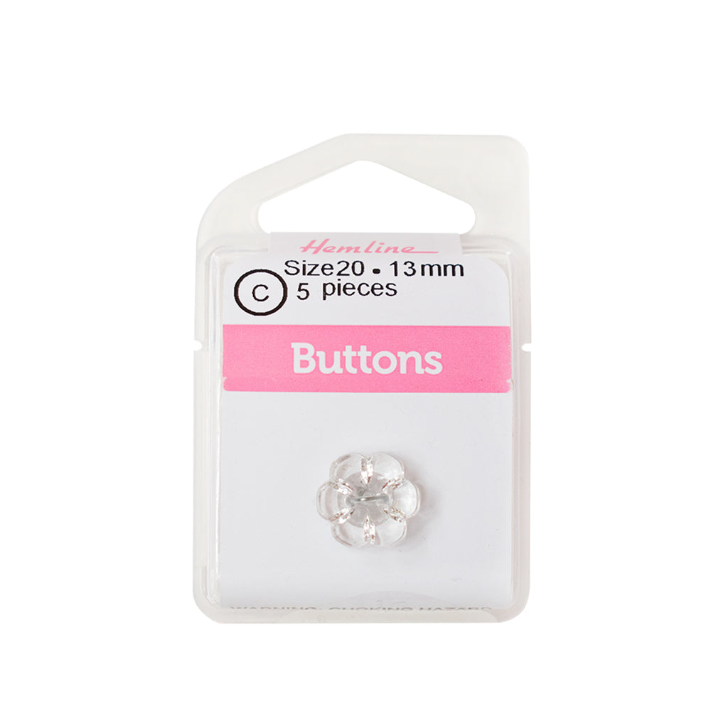 Bot&amp;oacute;n Pl&amp;aacute;stico Flor Blanco