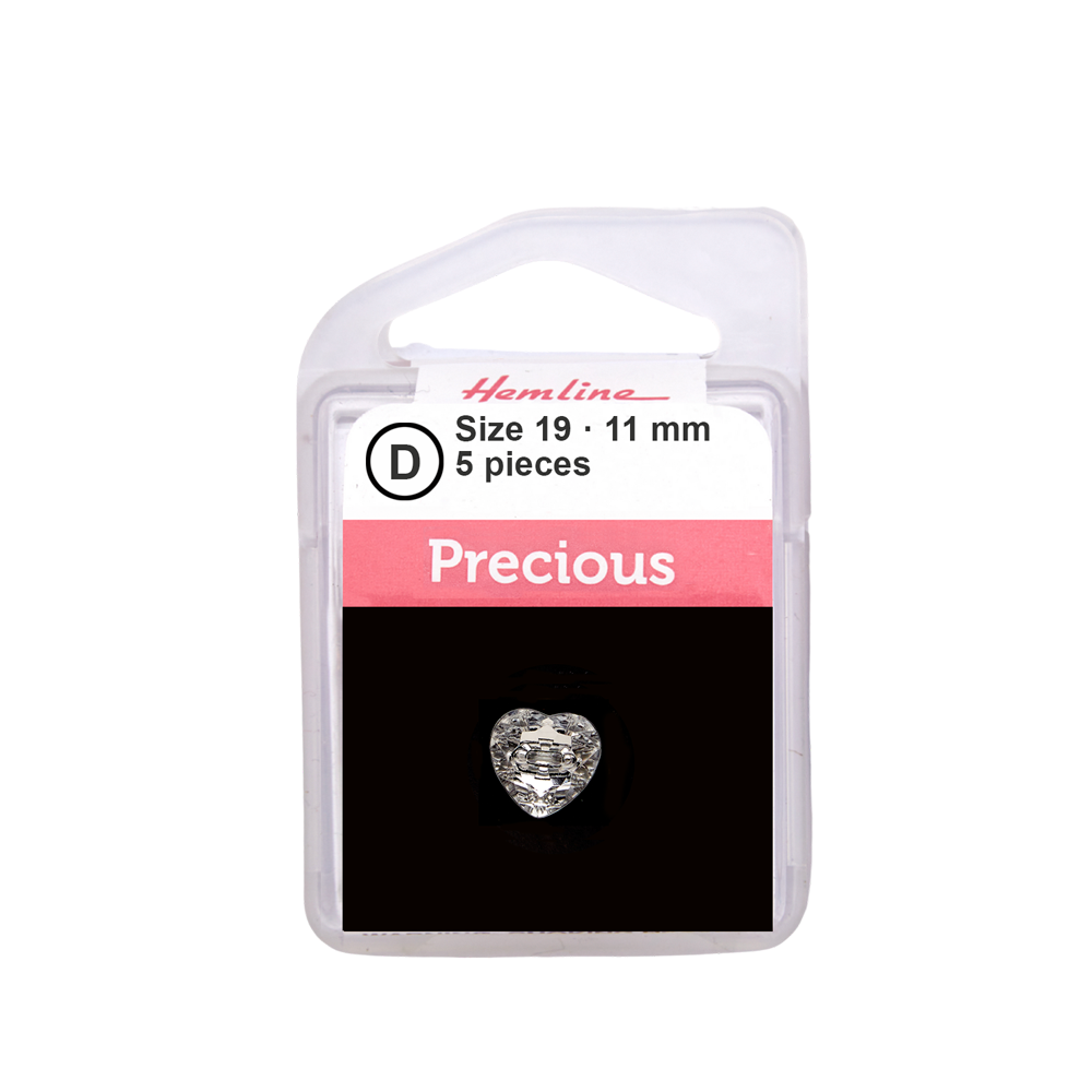 Bot&amp;oacute;n Pl&amp;aacute;stico Cristal Coraz&amp;oacute;n Claro