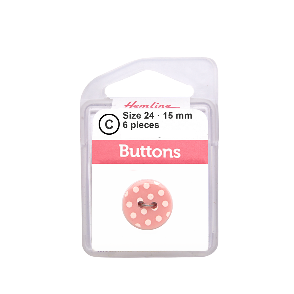 Bot&amp;oacute;n Pl&amp;aacute;stico Puntos Rosado