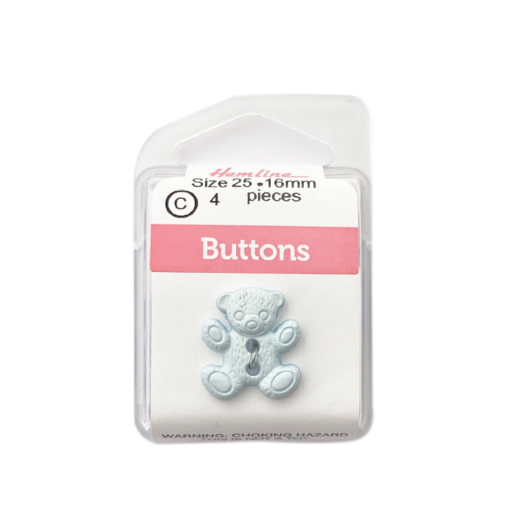 Botón Plástico Oso Celeste
