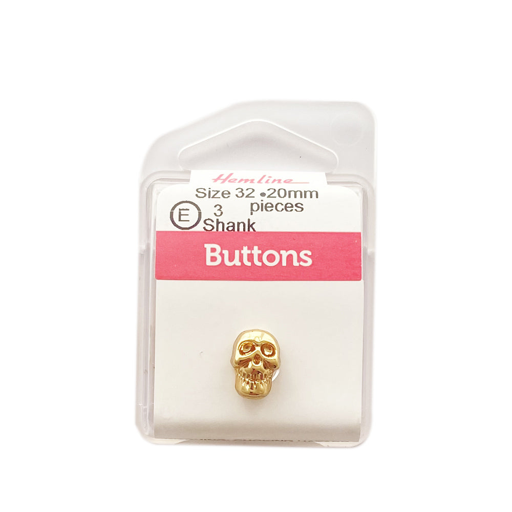 Botón Metálico Calavera Gold