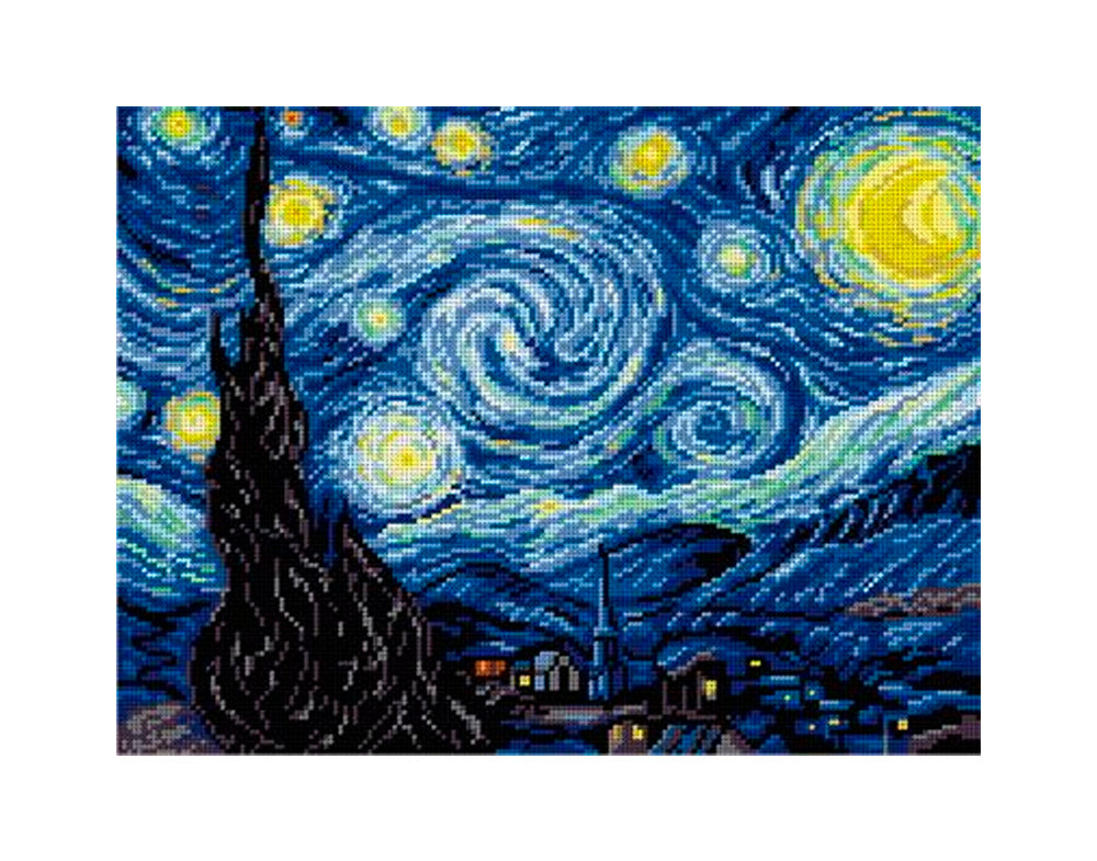 Kit de Esterilla para Bordar Starry Night Van Gogh 30x40 Ariadna