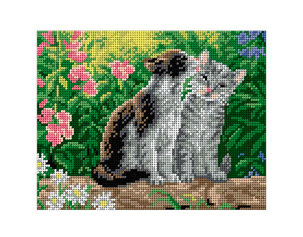 Kit de Esterilla para Bordar Gatitos 18x24 Ariadna