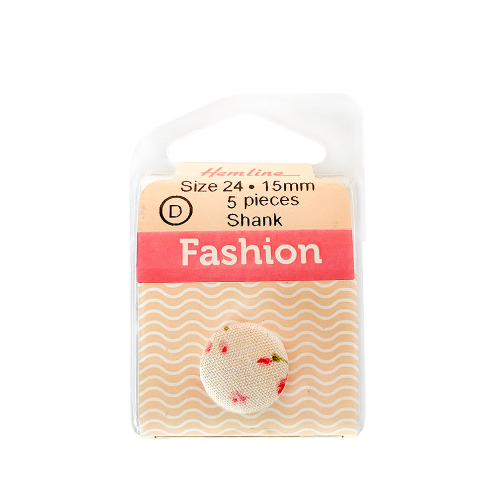 Botón Tela Redondo de Flores 15MM 5UN