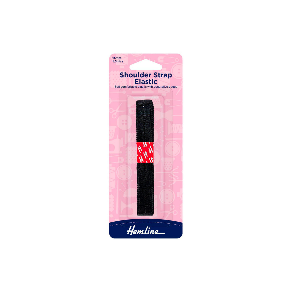 Elástico Bretel Negro 15mm 1.5m Hemline