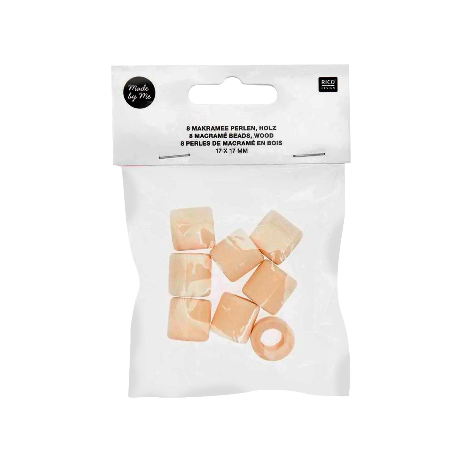 Cuenta Madera Macramé 17x17mm 8UN