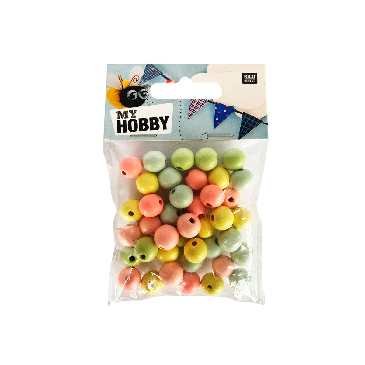 Cuenta Madera Pastel 12mm 40 Un