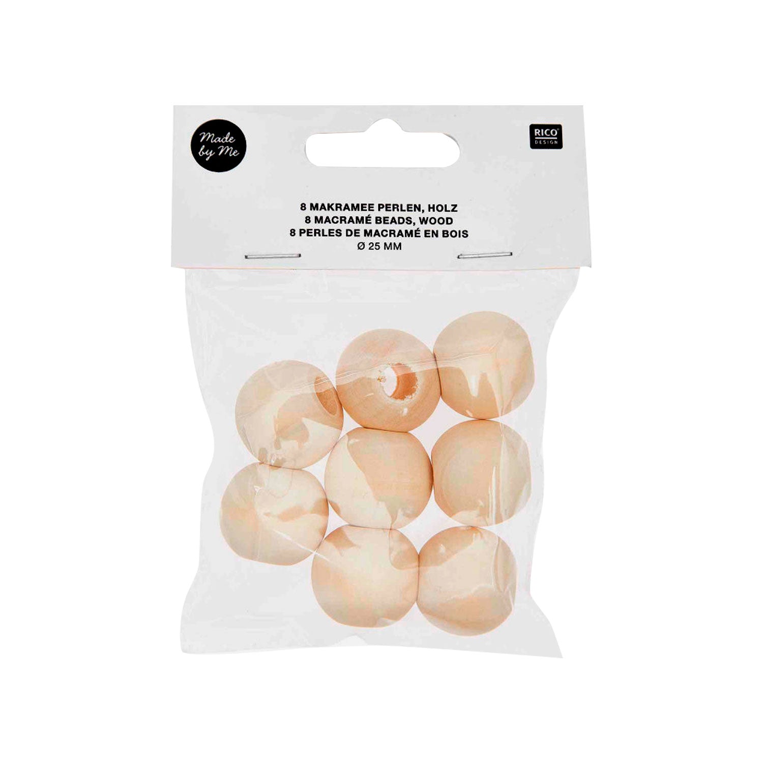 Cuenta Madera Macramé 25mm 8UN