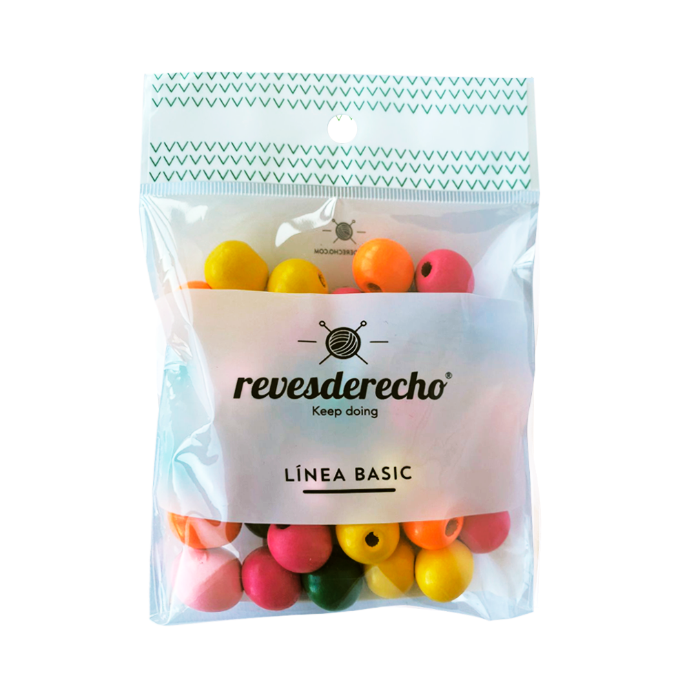 Cuenta Madera Circular Colores 10mm 50UN - Revesderecho