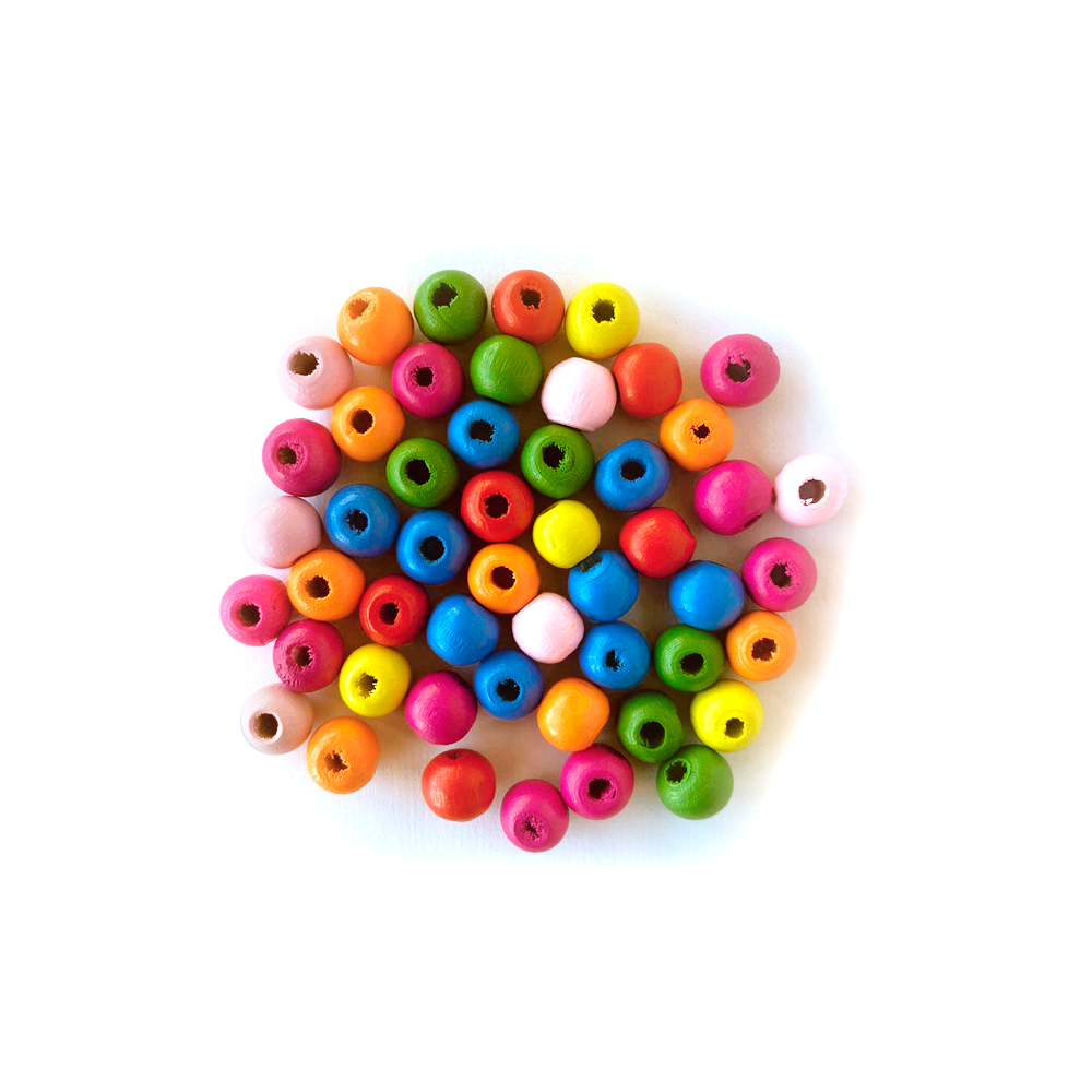 Cuenta Madera Circular Colores 16mm 40un - Revesderecho