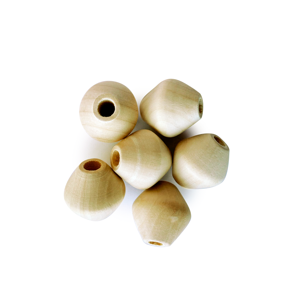 Cuenta Madera Rombo Natural 30mm 6UN