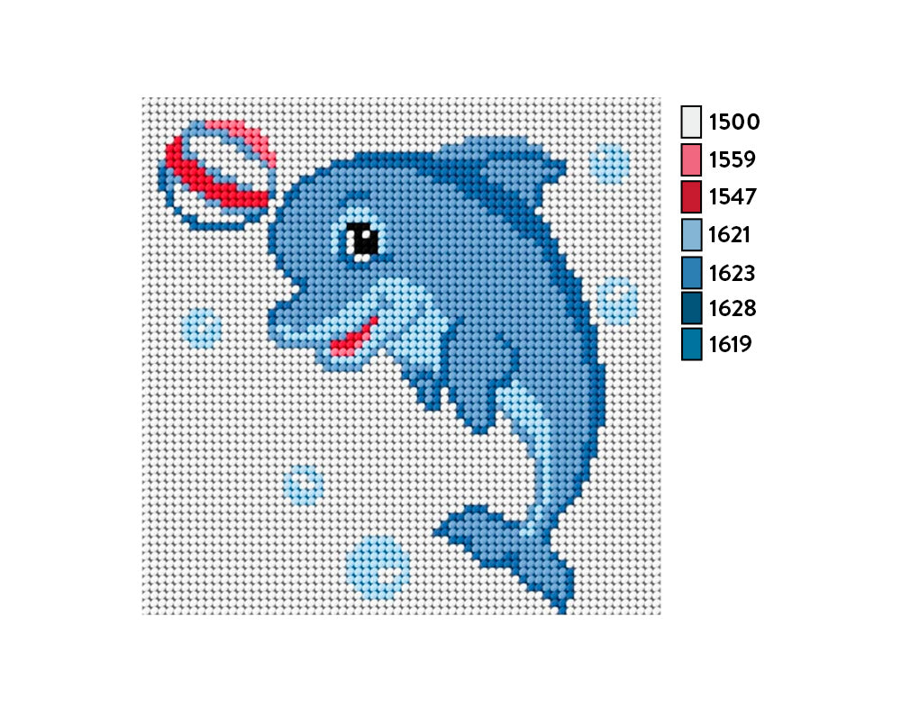 Kit de Esterilla para Bordar Delfín 15x15 Ariadna