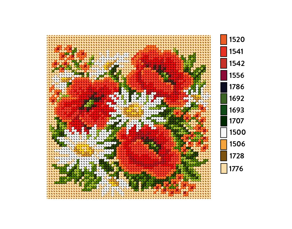 Kit de Esterilla para Bordar Flores 15x15 Ariadna